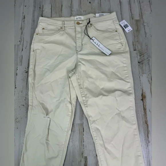 Nicole Miller New York Denim Jeans Womens 14 Cream High Rise Ankle Slim Raw Soho - Picture 2 of 11